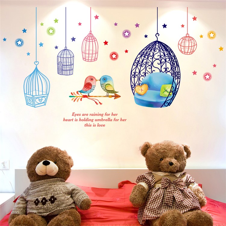 Cages and Birds Removable PVC Wall Stickers Living Room Decal, Size: 50 x 70cm-2