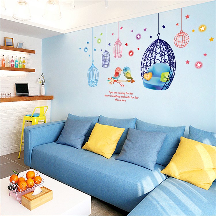 Cages and Birds Removable PVC Wall Stickers Living Room Decal, Size: 50 x 70cm-3