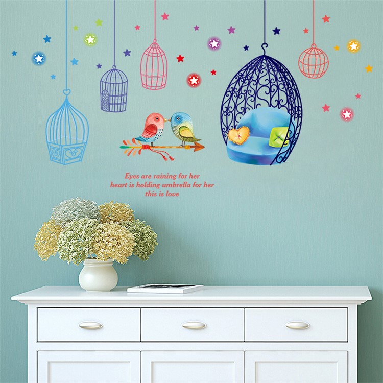 Cages and Birds Removable PVC Wall Stickers Living Room Decal, Size: 50 x 70cm-4