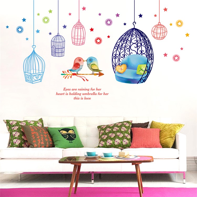 Cages and Birds Removable PVC Wall Stickers Living Room Decal, Size: 50 x 70cm-5