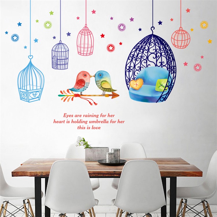 Cages and Birds Removable PVC Wall Stickers Living Room Decal, Size: 50 x 70cm-6