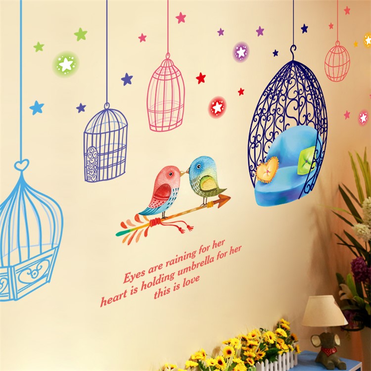 Cages and Birds Removable PVC Wall Stickers Living Room Decal, Size: 50 x 70cm-7