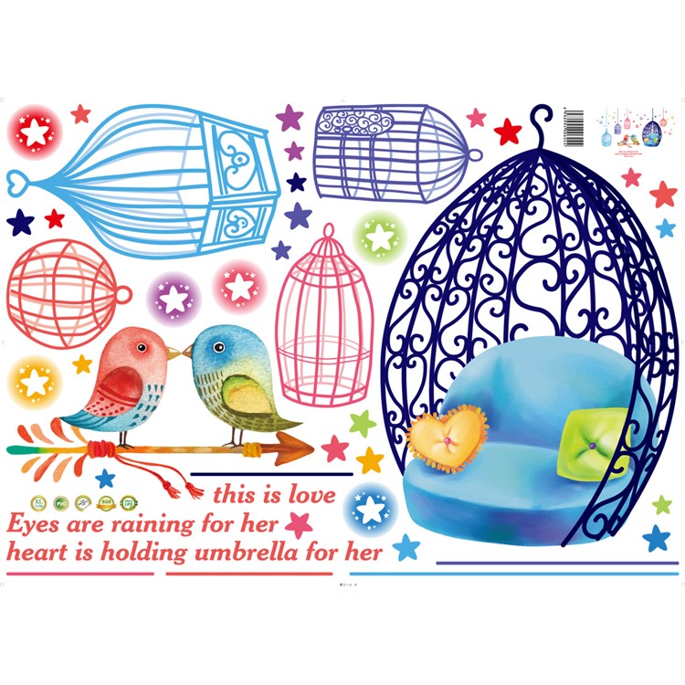 Cages and Birds Removable PVC Wall Stickers Living Room Decal, Size: 50 x 70cm-8