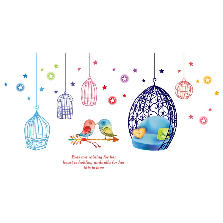 Cages and Birds Removable PVC Wall Stickers Living Room Decal, Size: 50 x 70cm-9