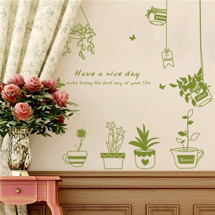 Pot Plants Pattern Wall Stickers Removable Decal Home Decor DIY Art Decoration, Size: 40 x 60cm-1