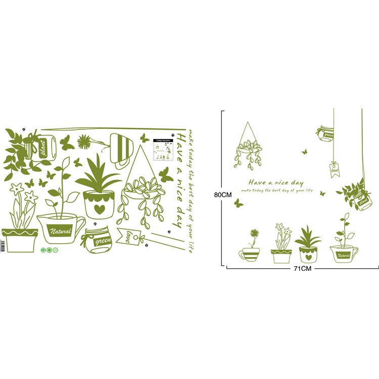 Pot Plants Pattern Wall Stickers Removable Decal Home Decor DIY Art Decoration, Size: 40 x 60cm-6