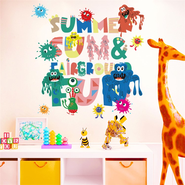 Cartoon Giraffe and Characters Bedroom Home Decoration Wall Sticker, Size: 50 x 70cm-1