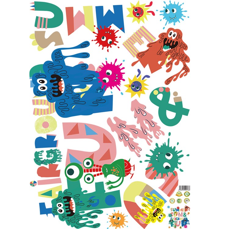 Cartoon Giraffe and Characters Bedroom Home Decoration Wall Sticker, Size: 50 x 70cm-7