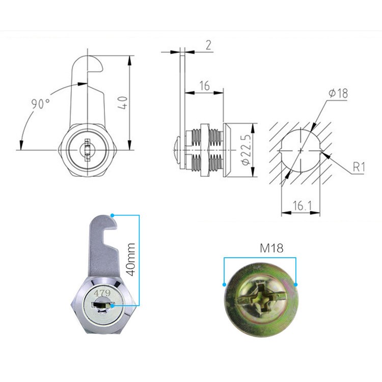 4Pcs/Set 210B-16 File Cabinets Desk Drawer Toolboxes Mailbox Security Cam Locks with Keys-10
