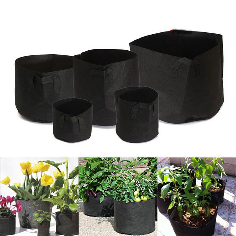 6PCS / Lot 3 галлона растут мешки Ткань горшки с ручками ребра для сада и посадки растут-4