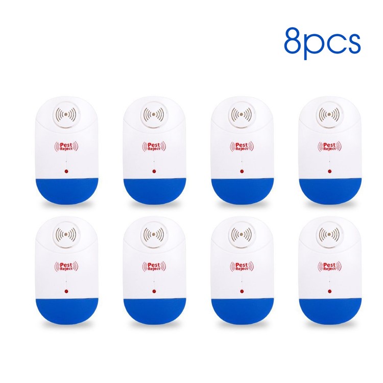 8Pack/Set Pest Control Ultrasonic Repellent Electronic Plug-in Repeller with Night Light - EU Plug-1