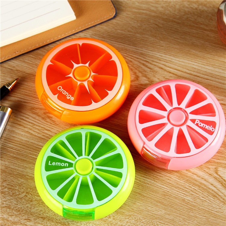 Fruit Style 7 Slots Vitamin Medicine Pill Box Case Holder - Pink-6