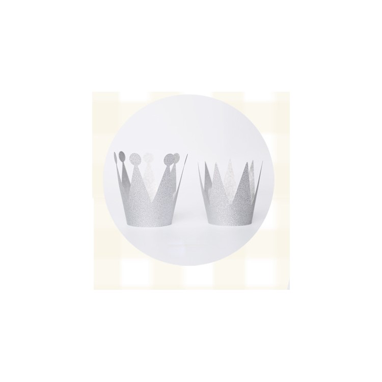 Shimmering Powder 3PCS Princess Crown + 3PCS Prince Crown Hats Birthday Crowns for Kid and Adult - Silver-1