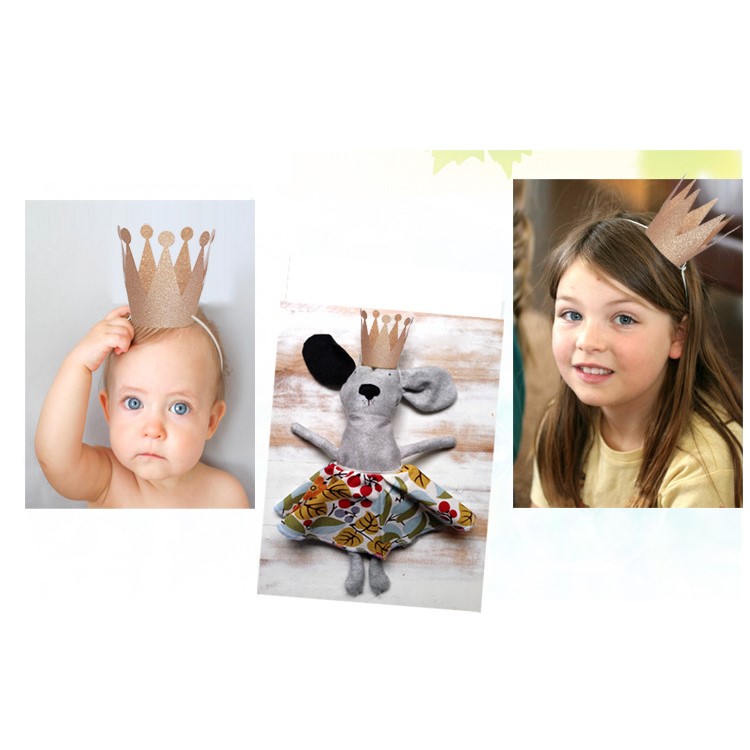 Shimmering Powder 3PCS Princess Crown + 3PCS Prince Crown Hats Birthday Crowns for Kid and Adult - Silver-4