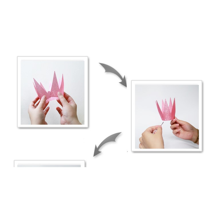 Shimmering Powder 3PCS Princess Crown + 3PCS Prince Crown Hats Birthday Crowns for Kid and Adult - Silver-6