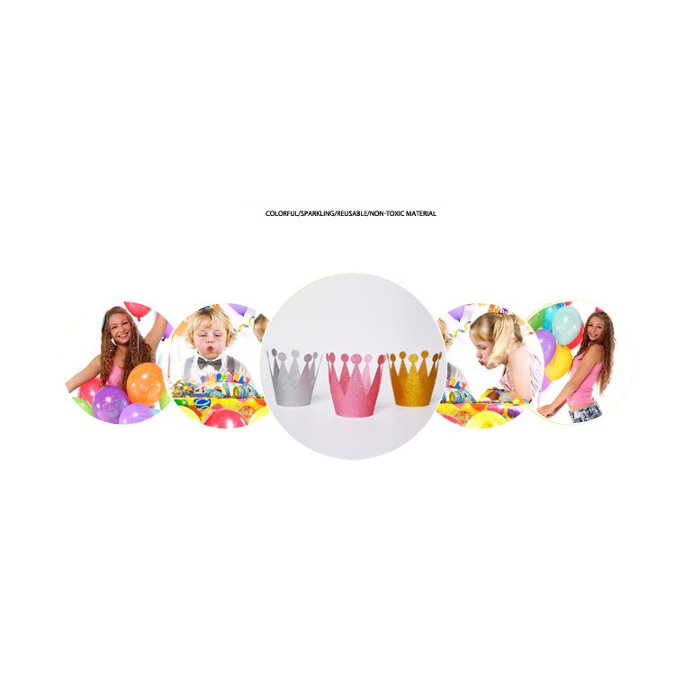 Shimmering Powder 3PCS Princess Crown + 3PCS Prince Crown Hats Birthday Crowns for Kid and Adult - Silver-7