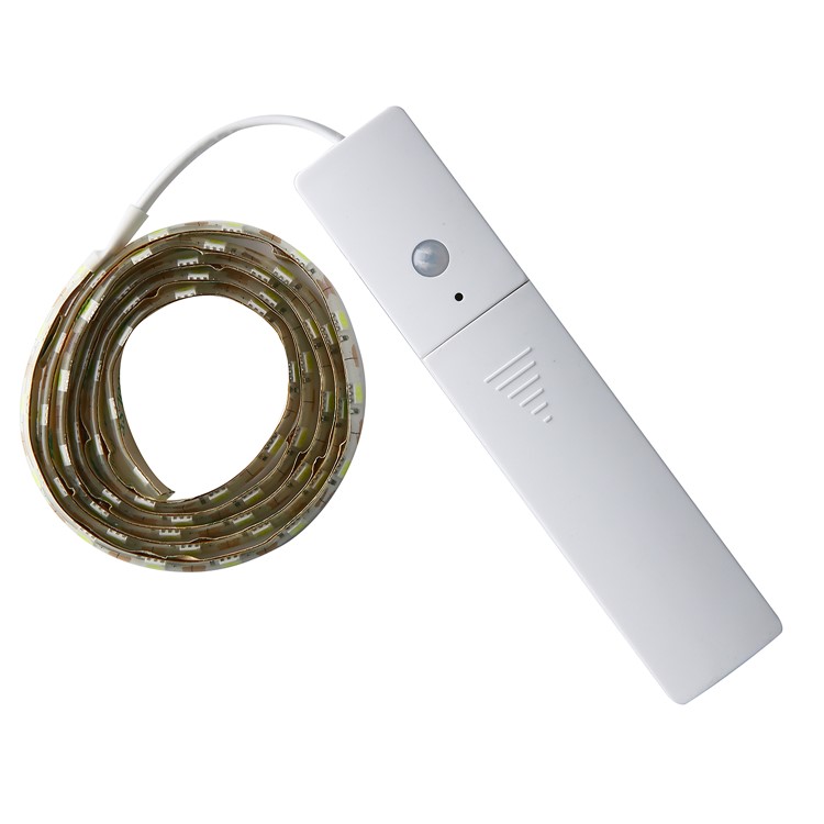 60-LED PIR Infrared Sensor Night Light Battery Powered LED Light Strip for Wardrobe Closet - White Light-2