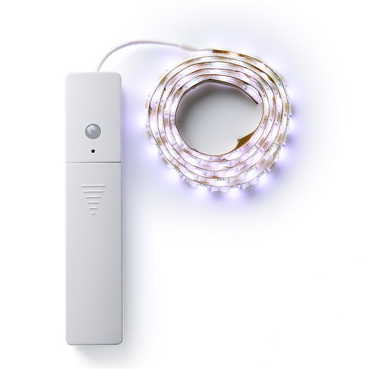 60-LED PIR Infrared Sensor Night Light Battery Powered LED Light Strip for Wardrobe Closet - White Light-3