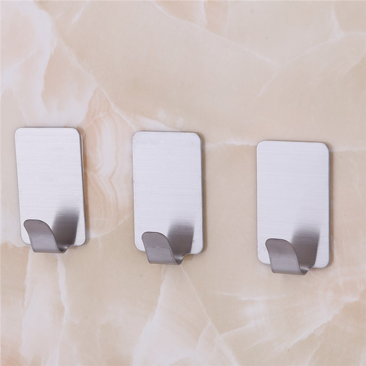 10PCS/Lot 304 Stainless Steel Adhesive Hooks Wall Mount Hangers for Household Use-1