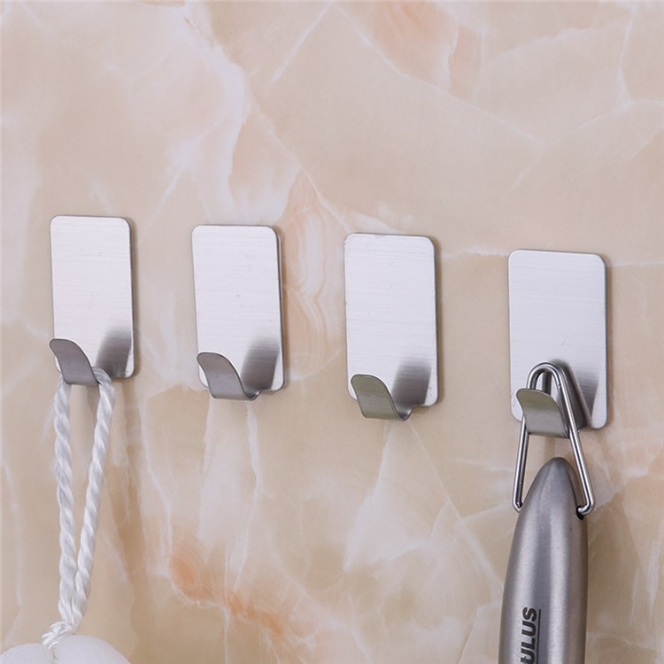 10PCS/Lot 304 Stainless Steel Adhesive Hooks Wall Mount Hangers for Household Use-4
