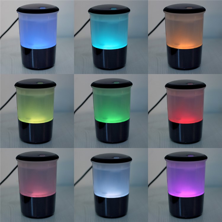 HF-2160 Mini Household Car Aromatherapy Air Humidifier USB Powered with LED Color Changing Light - Grey-1