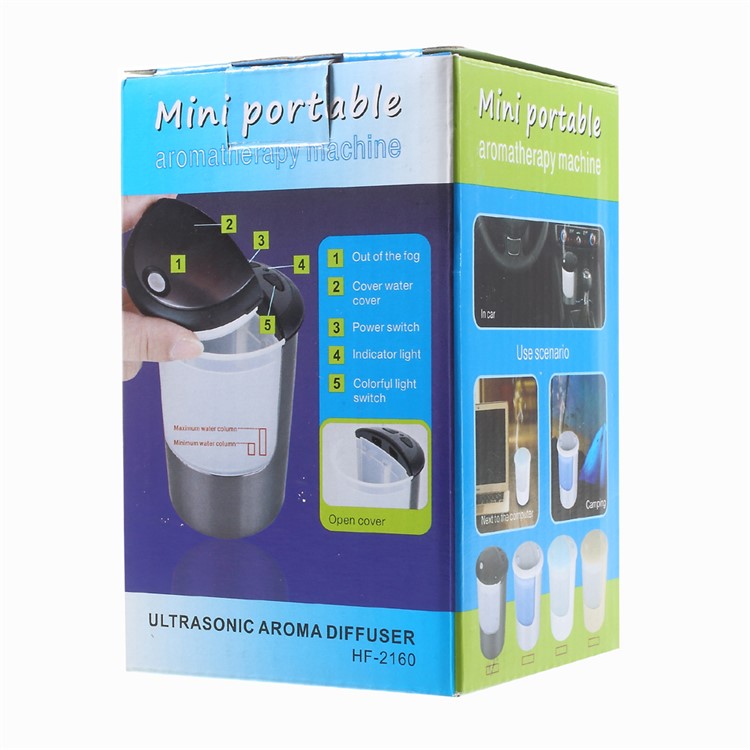 HF-2160 Mini Household Car Aromatherapy Air Humidifier USB Powered with LED Color Changing Light - Grey-8