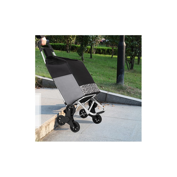Reusable Collapsible Trolley Bag Shopping Cart with Wheels - Black-11
