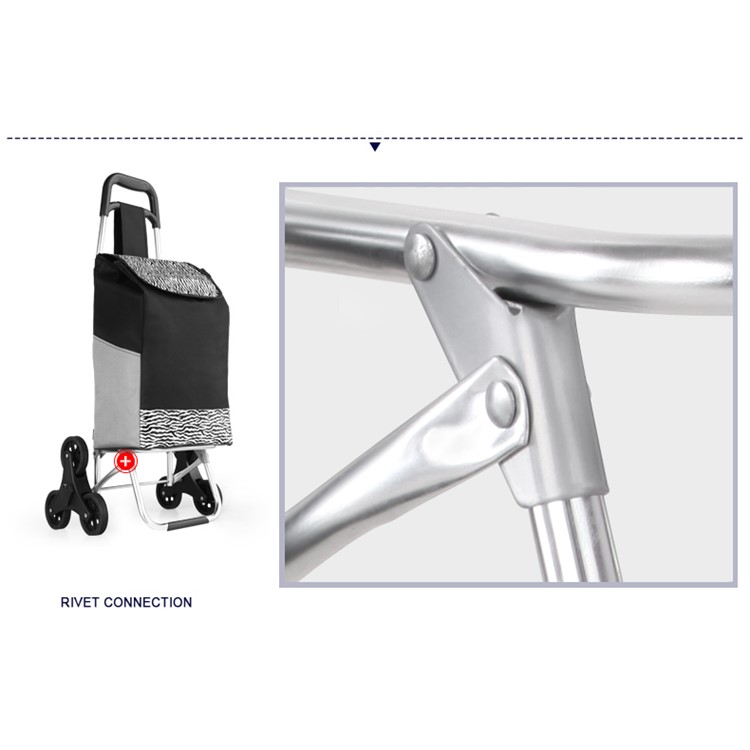 Reusable Collapsible Trolley Bag Shopping Cart with Wheels - Black-13