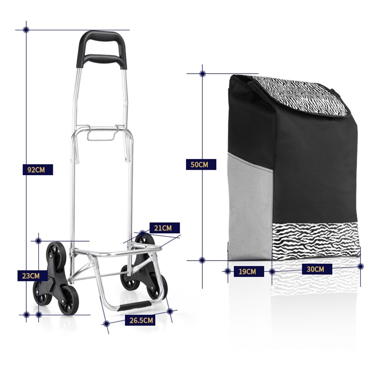 Reusable Collapsible Trolley Bag Shopping Cart with Wheels - Black-16