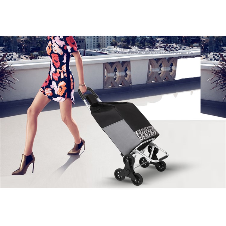 Reusable Collapsible Trolley Bag Shopping Cart with Wheels - Black-17