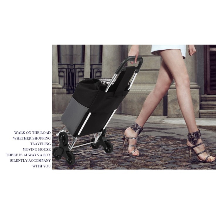Reusable Collapsible Trolley Bag Shopping Cart with Wheels - Black-20
