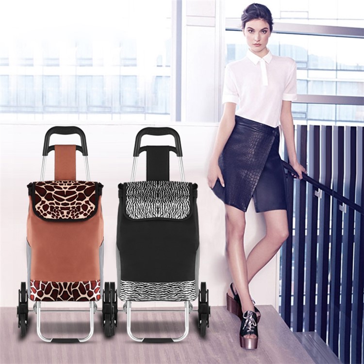 Reusable Collapsible Trolley Bag Shopping Cart with Wheels - Black-21