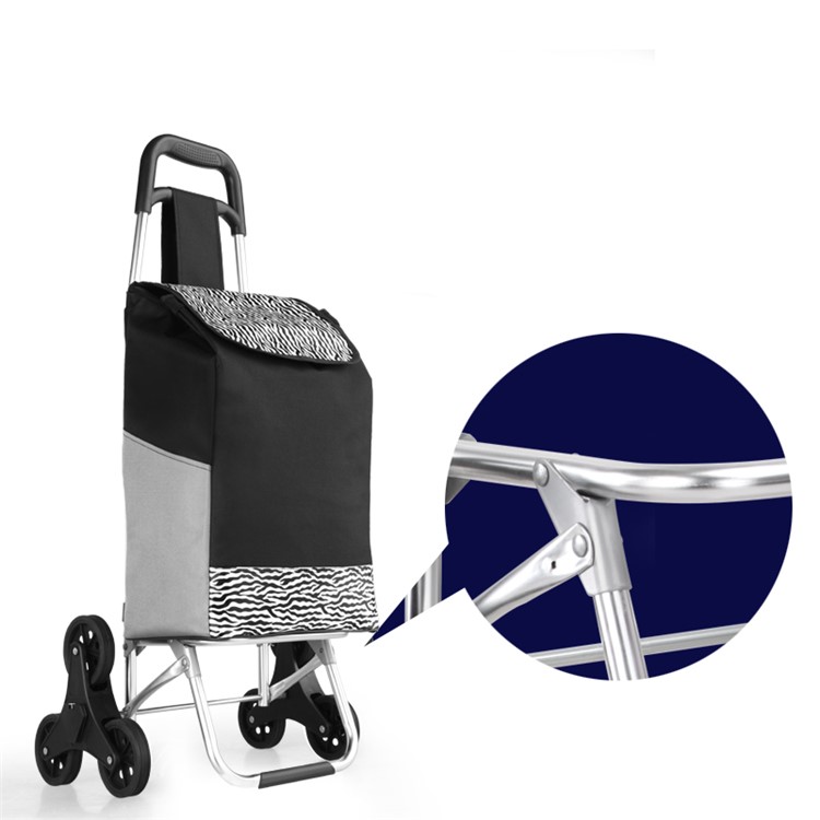 Reusable Collapsible Trolley Bag Shopping Cart with Wheels - Black-3