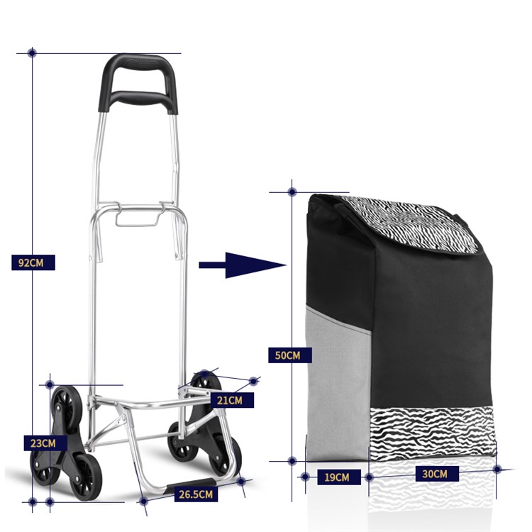 Reusable Collapsible Trolley Bag Shopping Cart with Wheels - Black-4