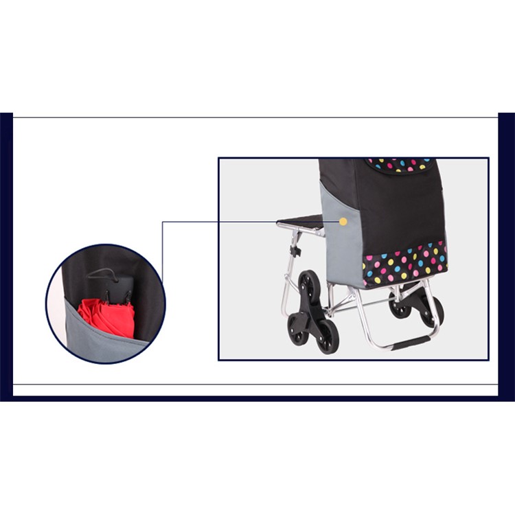 Reusable Collapsible Shopping Cart Trolley Bag with Wheels - Flowers Pattern-5
