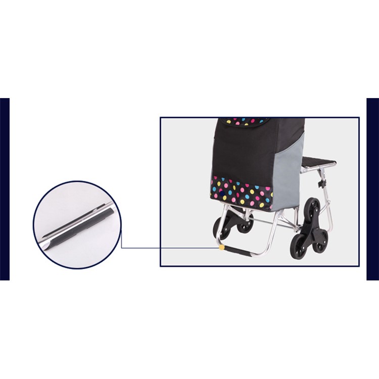 Reusable Collapsible Shopping Cart Trolley Bag with Wheels - Flowers Pattern-6