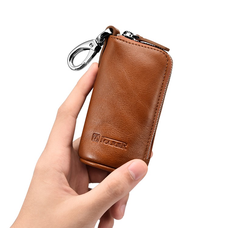 ICARER Genuine Leather Wallet Key Chain Pouch for Men - Brown-11