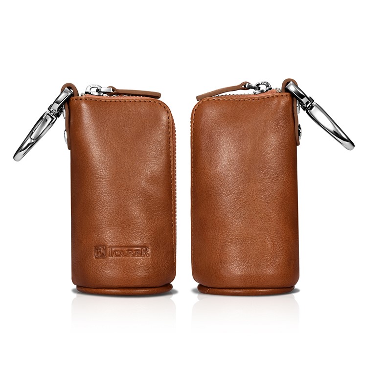 ICARER Genuine Leather Wallet Key Chain Pouch for Men - Brown-12