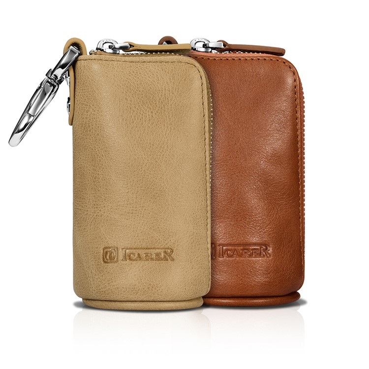 ICARER Genuine Leather Wallet Key Chain Pouch for Men - Brown-13