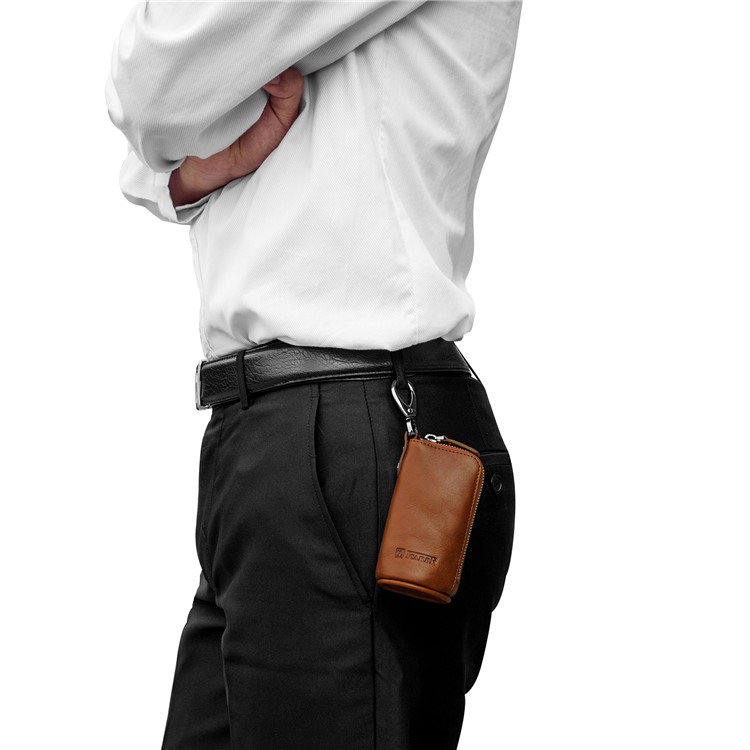 ICARER Genuine Leather Wallet Key Chain Pouch for Men - Brown-3
