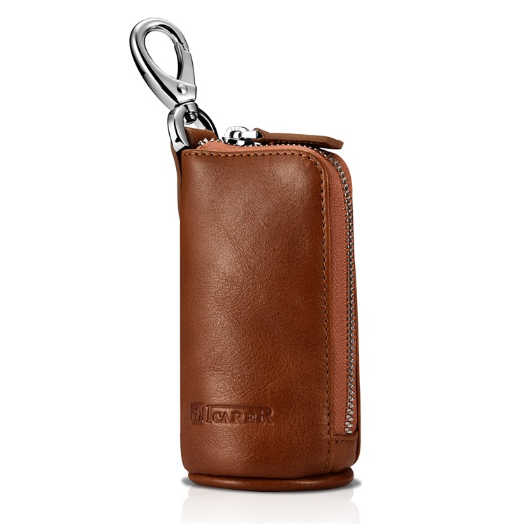 ICARER Genuine Leather Wallet Key Chain Pouch for Men - Brown-5