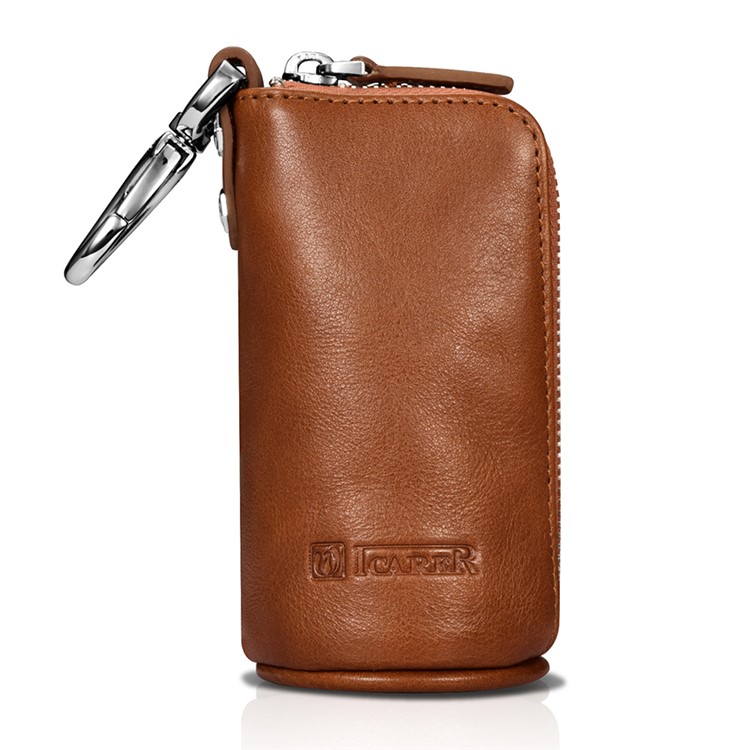 ICARER Genuine Leather Wallet Key Chain Pouch for Men - Brown-6
