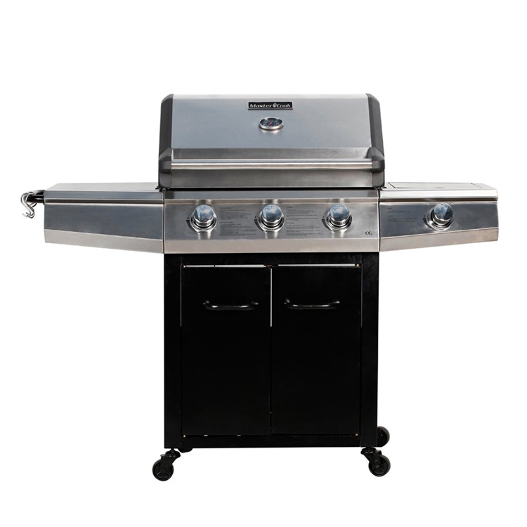 Gas Grill 48,000-BTU 3 Burner + 1 side burner Patio Garden Backyard Stainless Steel Barbecue Grill BBQ Outdoor Cooking with Two Foldable Shelves-10