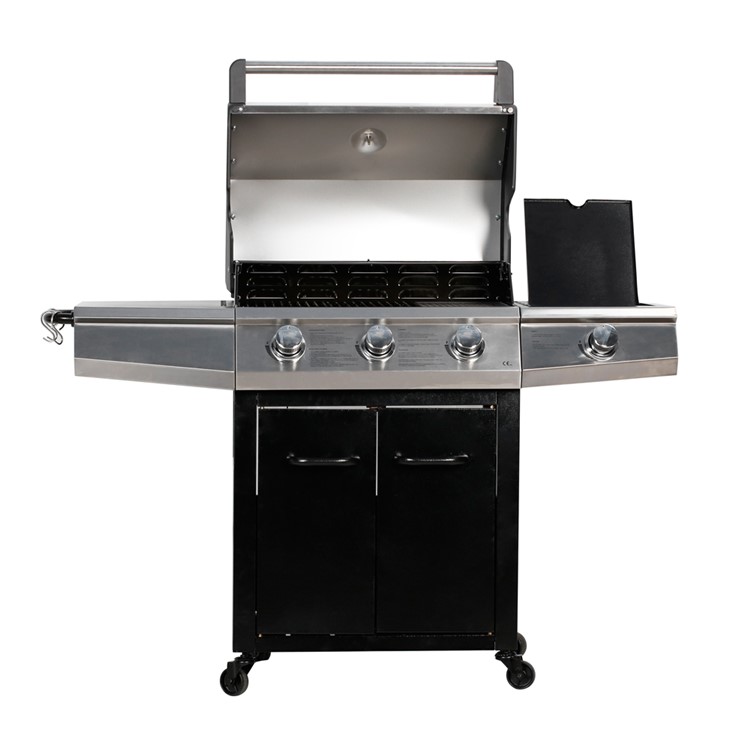 Gas Grill 48,000-BTU 3 Burner + 1 side burner Patio Garden Backyard Stainless Steel Barbecue Grill BBQ Outdoor Cooking with Two Foldable Shelves-15