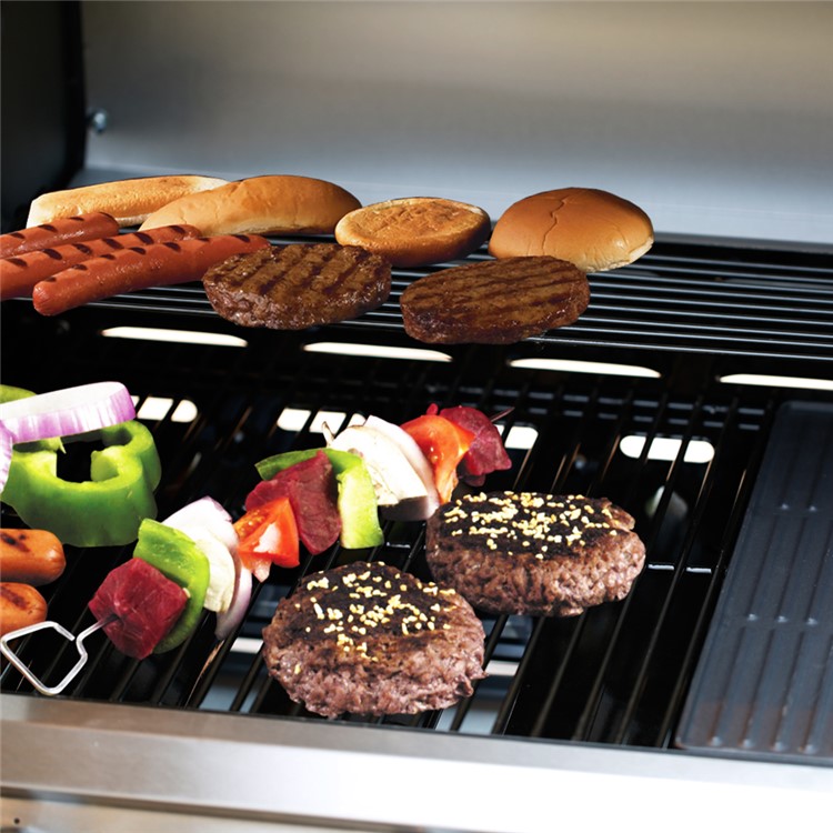 Gas Grill 48,000-BTU 3 Burner + 1 side burner Patio Garden Backyard Stainless Steel Barbecue Grill BBQ Outdoor Cooking with Two Foldable Shelves-4