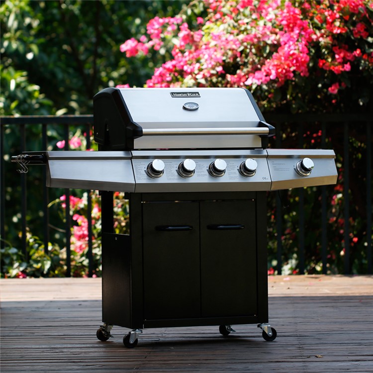 52,000 BTU Stainless Steel 4+1 Gas Burner Grill Barbecue BBQ with Side Burner-1