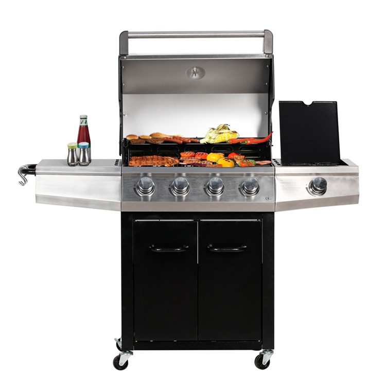 52,000 BTU Stainless Steel 4+1 Gas Burner Grill Barbecue BBQ with Side Burner-5