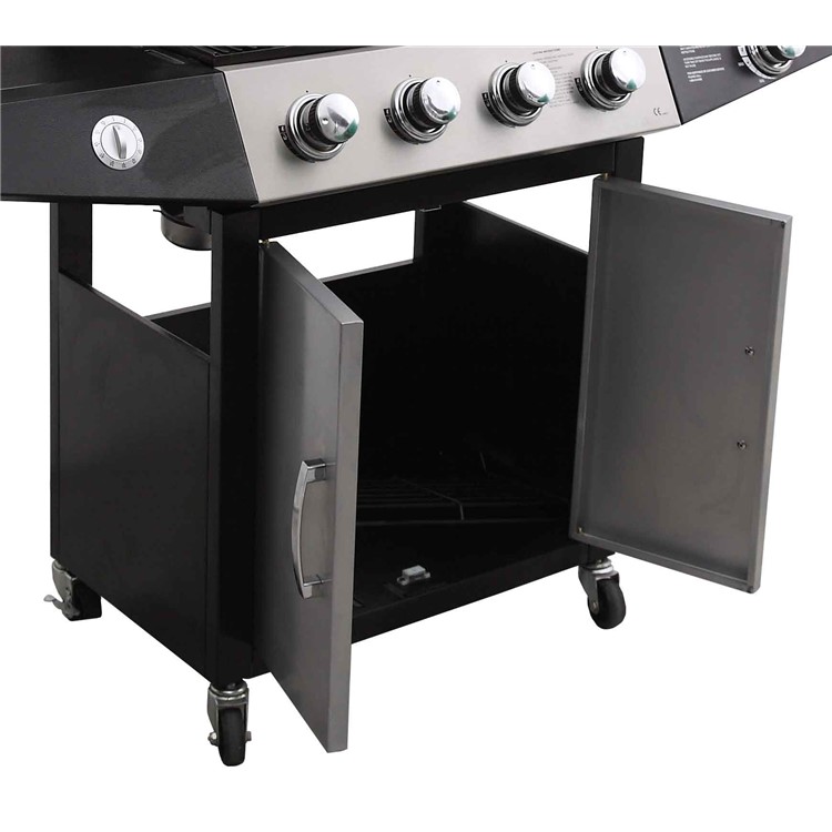 48,000 BTU 4+1 Burners Patio Garden Stainless Steel Barbecue Grill BBQ Gas Grill with a Side Burner and a Side Table-10