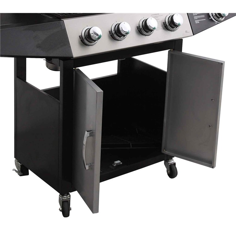 48,000 BTU 4+1 Burners Patio Garden Stainless Steel Barbecue Grill BBQ Gas Grill with a Side Burner and a Side Table-15