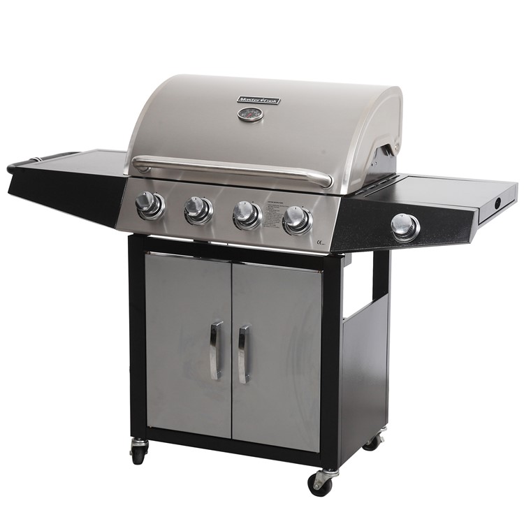 48,000 BTU 4+1 Burners Patio Garden Stainless Steel Barbecue Grill BBQ Gas Grill with a Side Burner and a Side Table-2